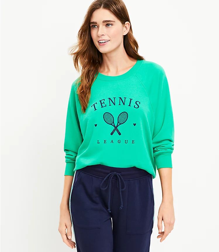Lou & Grey Tennis League Cozy Cotton Terry Sweatshirt | LOFT