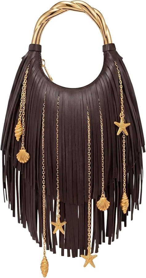 JW PEI Women's Chloe Metal Handle Fringe Top Handbag | Amazon (US)