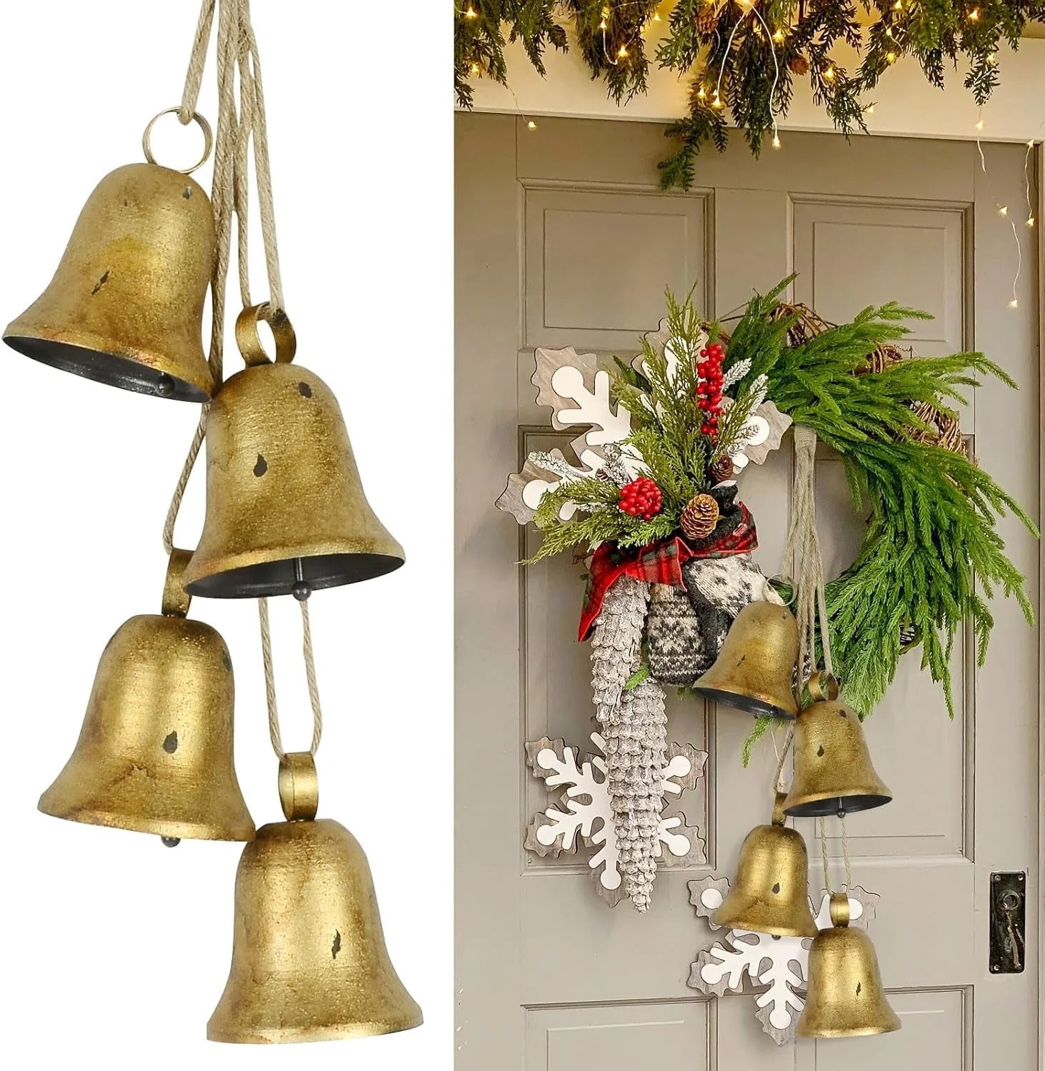 Christmas Decor Cow Bell Door Decor Gold Bell Bells for Christmas Tree Decorative Bells Christams... | Walmart (US)