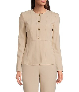 Calvin Klein Stretch Luxe Button Front Coordinating Tailored Jacket | Dillard's | Dillard's