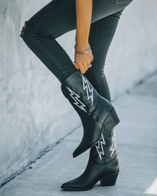 Cassidy Embroidered Heeled Western Boot - Black - FINAL SALE | VICI Collection