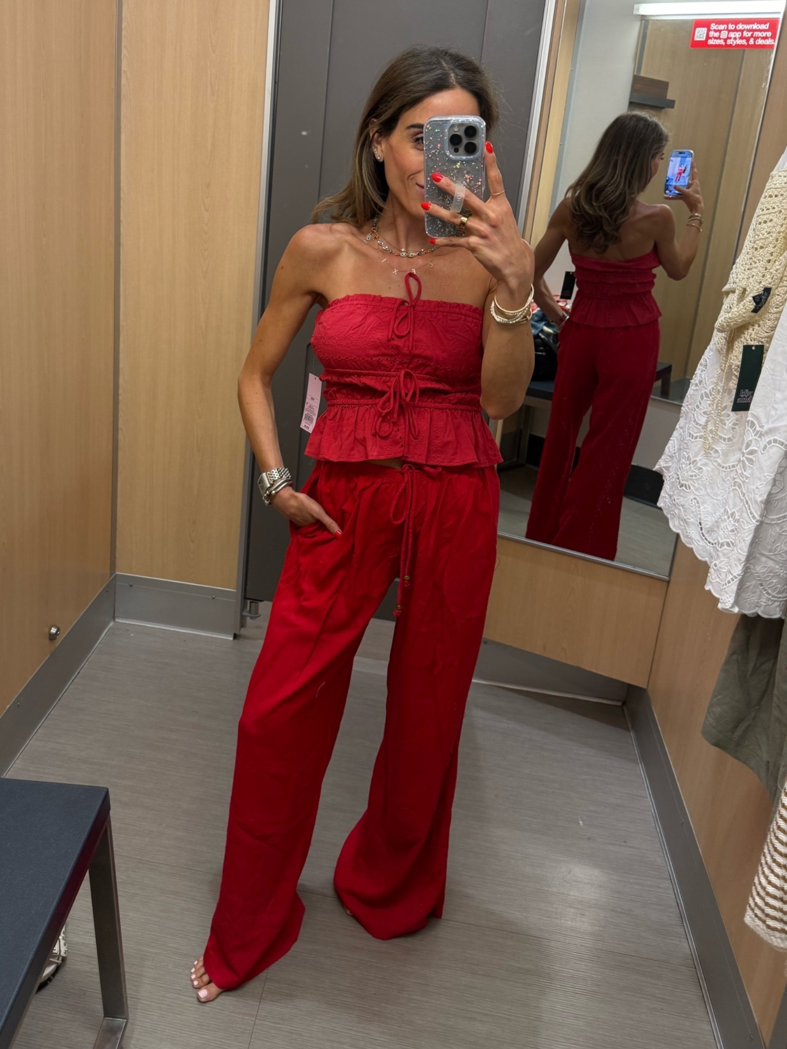 Red matching linen wide leg pants and eyelet strapless top size xxs
Perfect for memorial  day or July 4th
Target style

#LTKPetite #LTKSaleAlert #LTKSeasonal