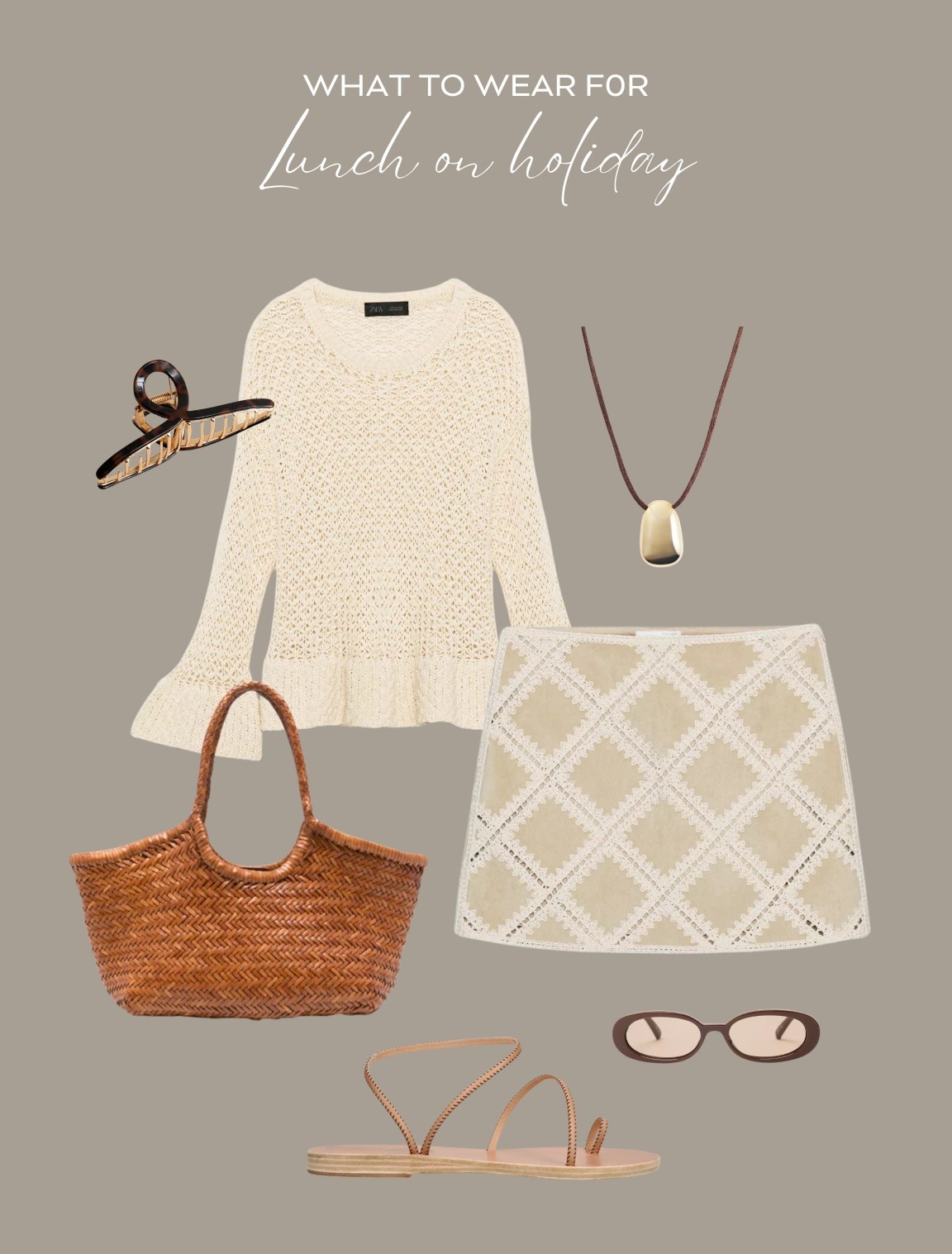 Lunch on holiday 🌞 

Zara new in / crochet skirt / holiday outfits / basket bag / sandals 

#LTKuk #LTKstyletip