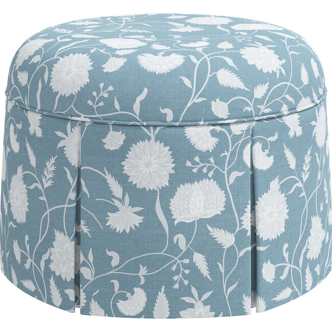 Beatrix Skirted Ottoman, Icy Blue Dahlia - Nursery Chairs & Ottomans | Maisonette | Maisonette