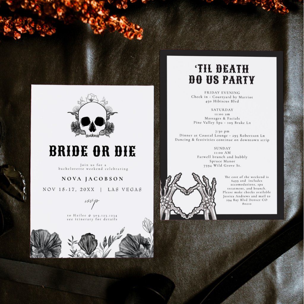 NOVA Skull Bride or Die Til Death Bachelorette | Zazzle