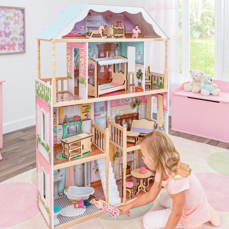 KidKraft Charlotte Classic Wooden Dollhouse with 14 Accessories | Walmart (US)