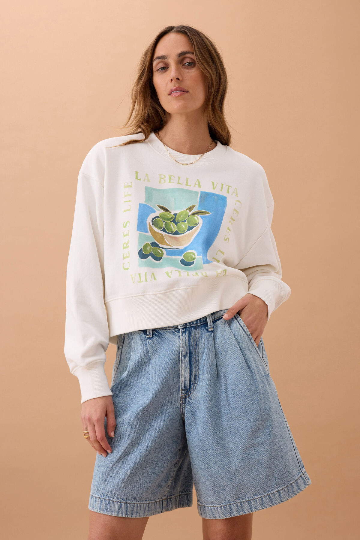 Sylvie Longline Pleat Denim Short | Ceres Life