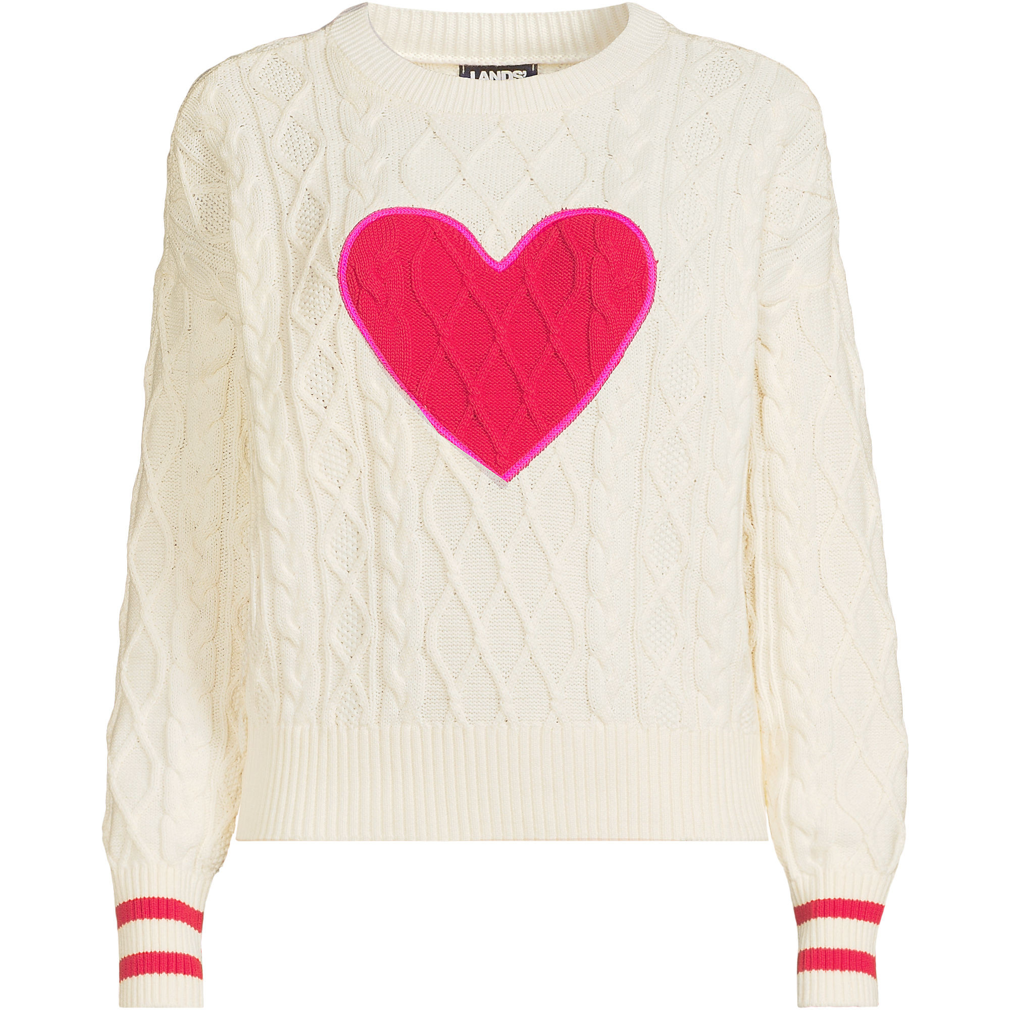 Women's Drifter Aran Cable Easy Fit Crew Sweater | Lands' End (US)