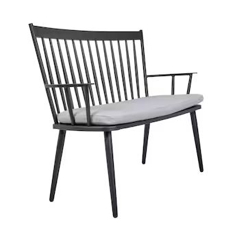 Style Selections Patio Beach 46.6-in W x 37-in H Black Aluminum Traditional Bench | Lowe's