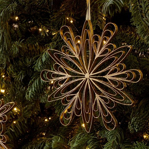 Metal Wire Large Snowflake Ornament | West Elm (US)