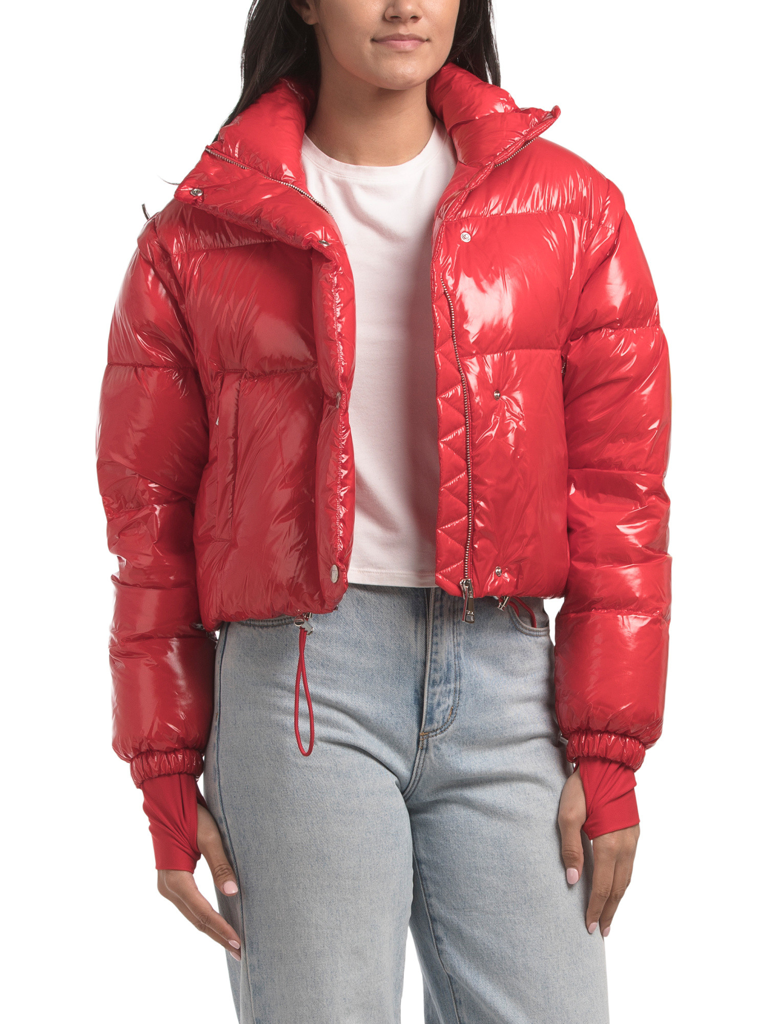 Cropped Down Puffer Jacket With Zip Off Sleeves | TJ Maxx