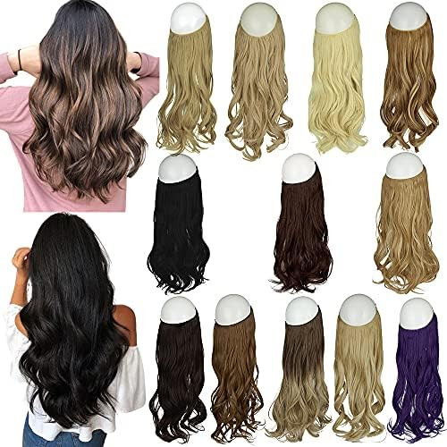 Halo Hair Extensions, Invisible Secret Wire Crown Hair Extensions 18 inch One Piece Curly Wavy Ha... | Amazon (US)