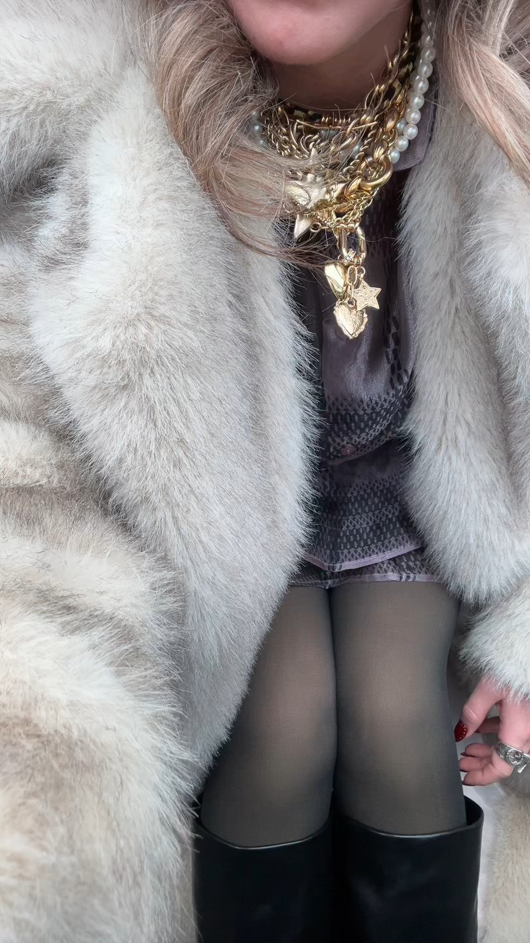 Faux fur coat and organza matching set are all on sale!!!
Thermal tights, my go to necklace stack and oh so comfortable slouchy boots!!! I loved this fit and it was a perfect mix of warm and fun for traveling around the city :)))

#LTKSaleAlert #LTKTravel #LTKHoliday