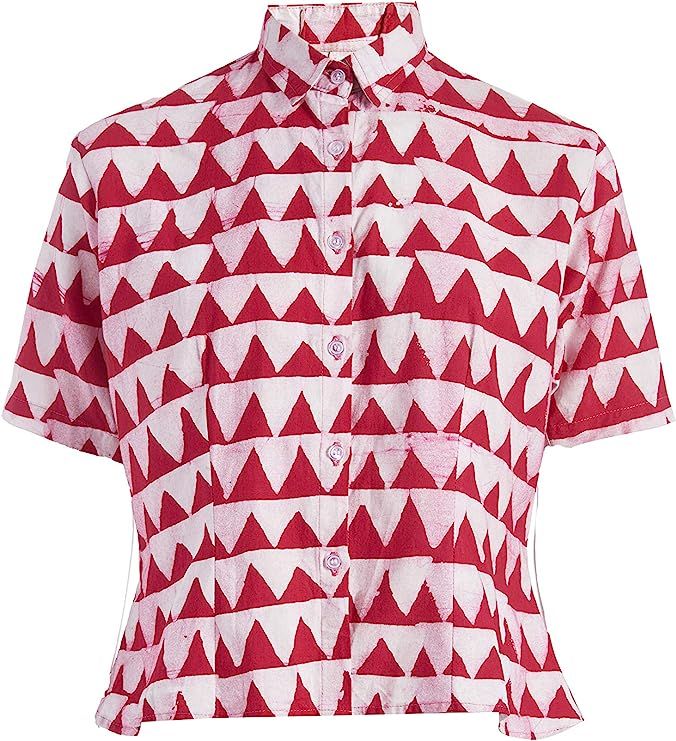 Amazon.com: Studio 189, Multicolored Jazzy Jeff Fitted Shirt, S, Red & White | Amazon (US)