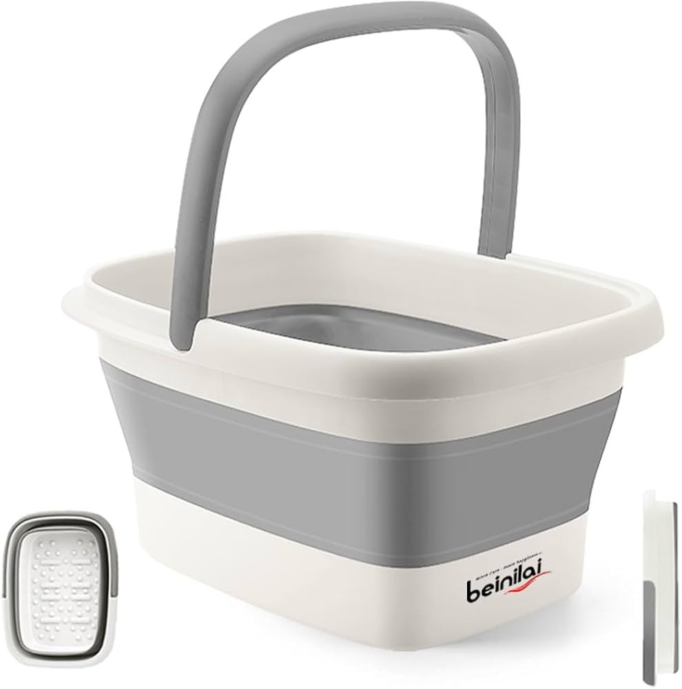 Beinilai Collapsible Foot Bath Basin for Soaking Feet,Foot Soak Tub,Plastic Foot Bucket with Hand... | Amazon (US)