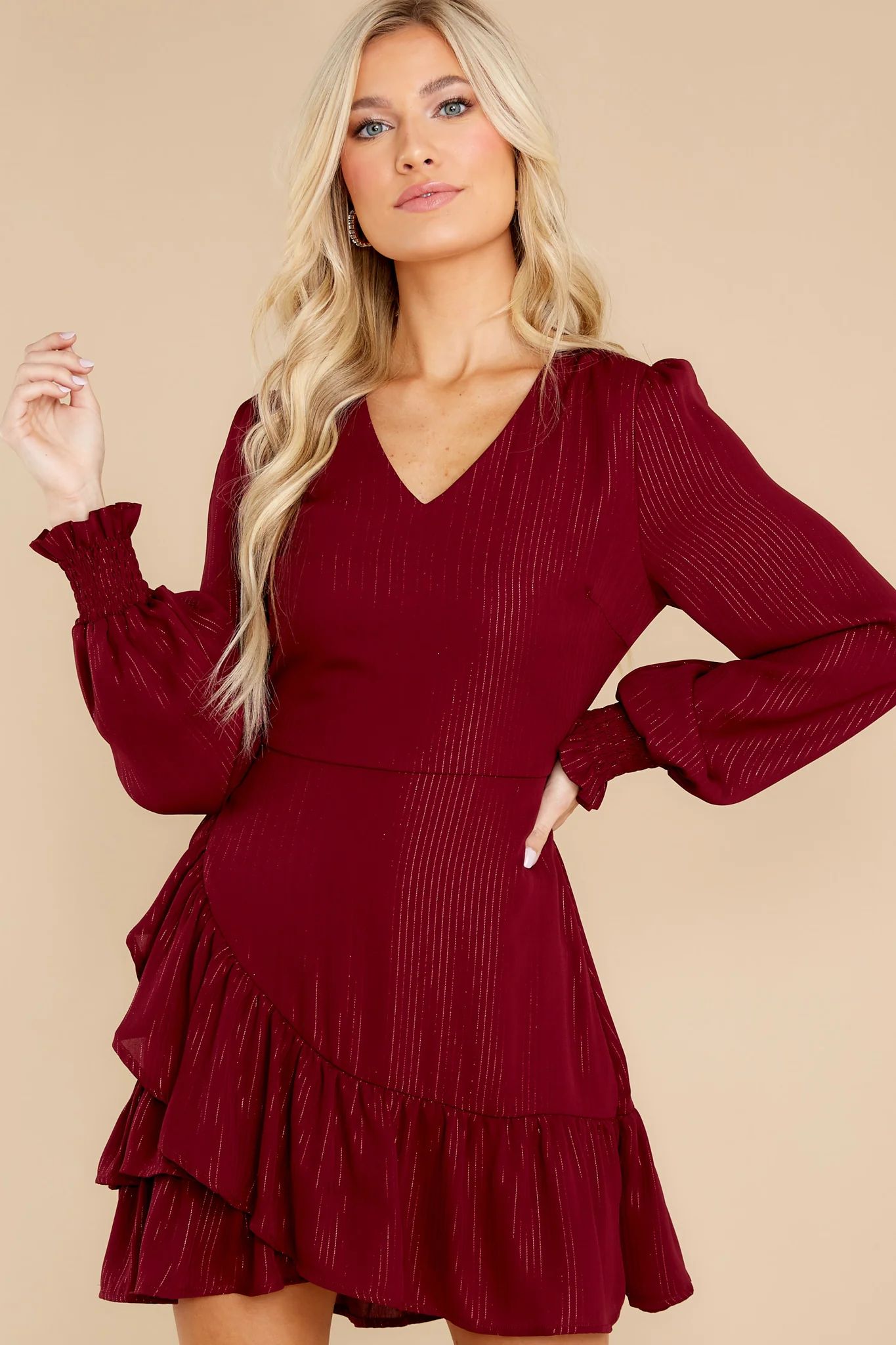 Poised Perfection Wine Dress | Red Dress 