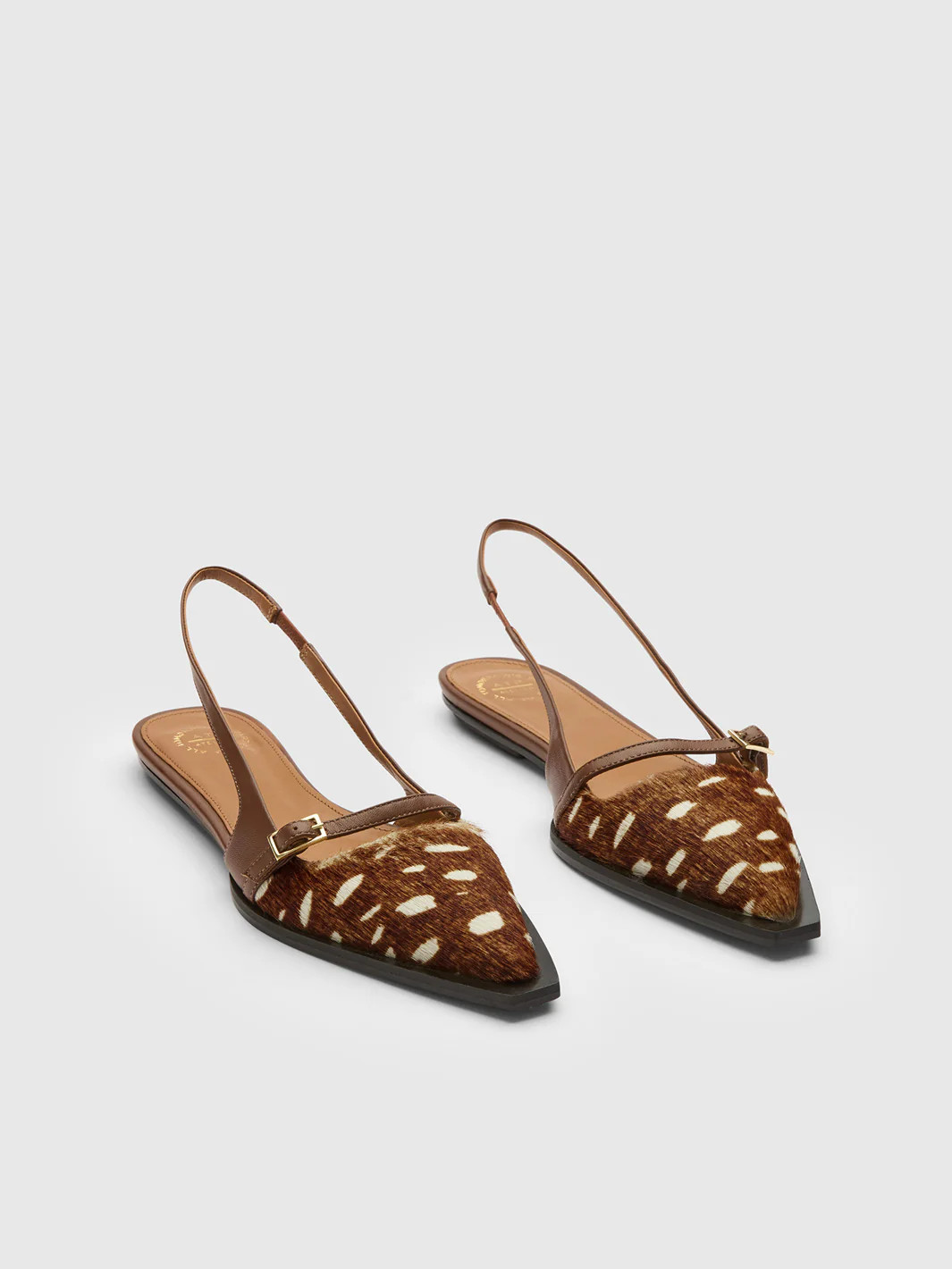 Cortina Cannella Printed Cerbiatto/Nappa Flat Slingbacks | ATP Atelier | Official Site | ATP Atelier