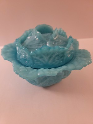 Milk Blue Glass Cabbage with Lid from Portioux France | eBay US