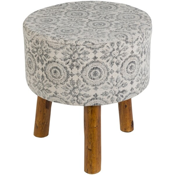 Shantanu Charcoal Boho Wooden Stool | Bed Bath & Beyond