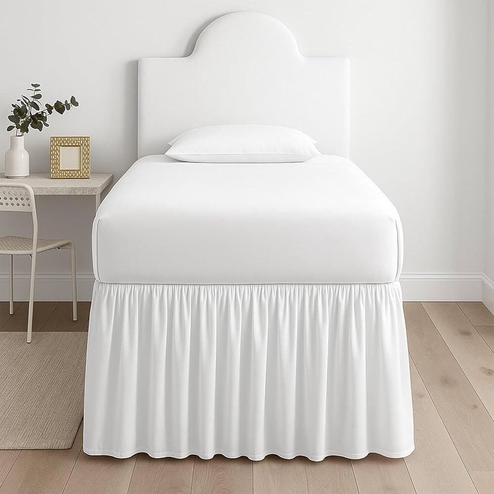 Premium Microfiber College Dorm Room Bed Skirt Twin XL 39" x 80", Extended 34" Drop, Split Corner... | Amazon (US)