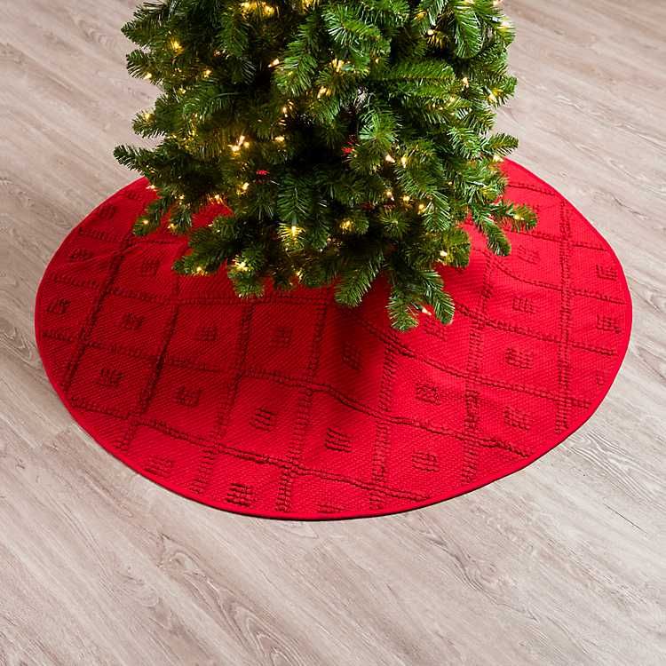 Red Woven Diamonds Christmas Tree Skirt | Kirkland's Home