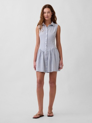 Linen-Blend Drop-Waist Mini Shirtdress | Gap (US)