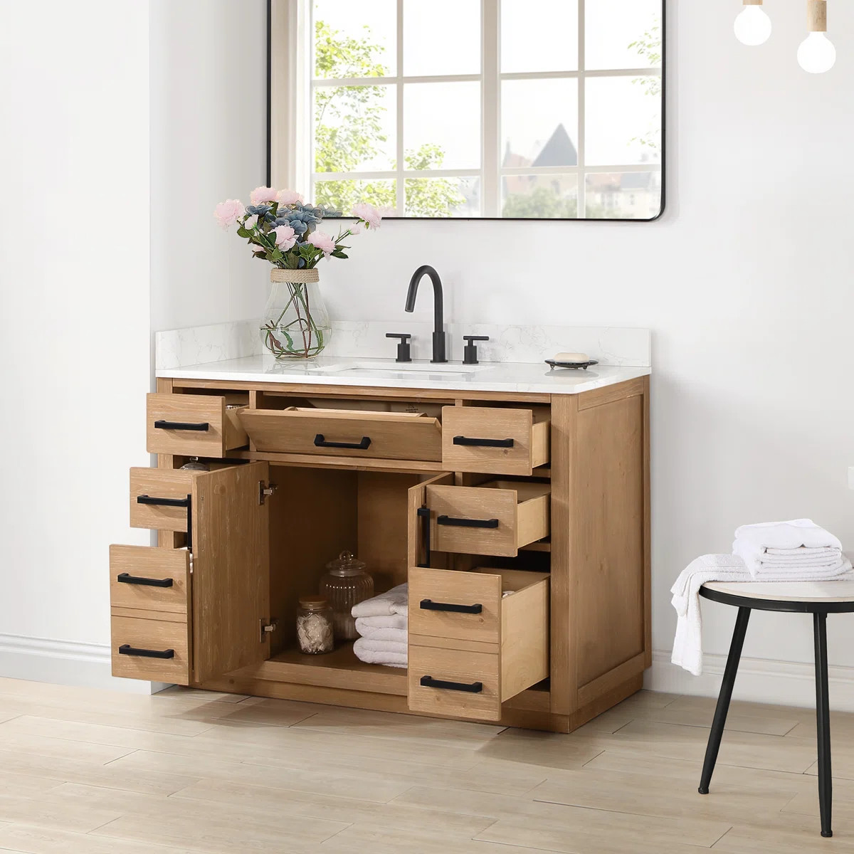 Gavino 48'' Single Bathroom Vanity with Stone Top | Wayfair North America