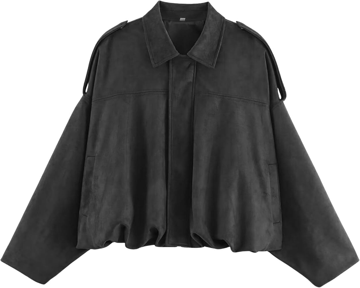 Xunger Women's Faux Suede Bomber Jacket Spring Lapel Pilot Coat Casual Oversized Long Sleeves Tre... | Amazon (US)