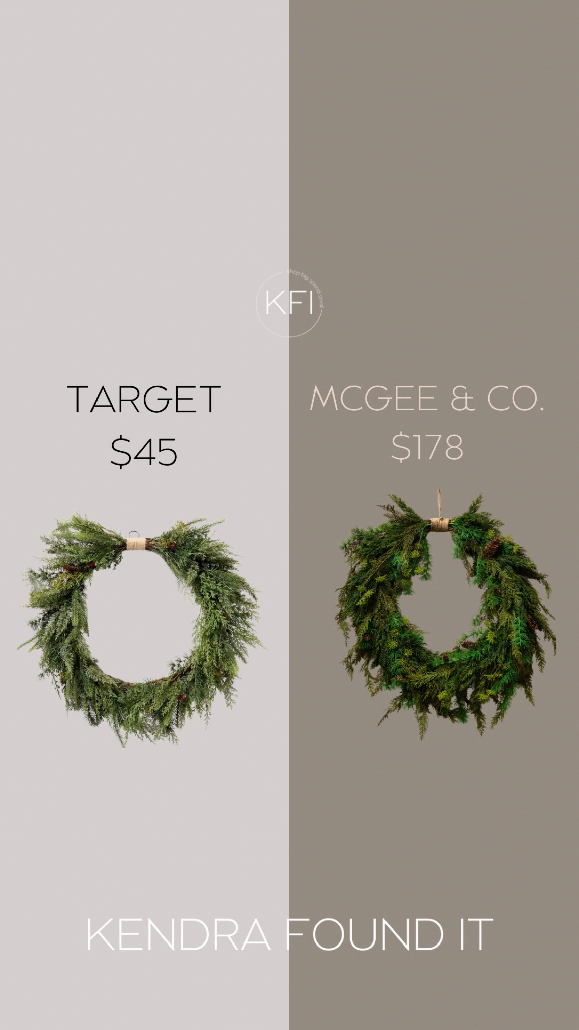 Still in stock! 🎯 This McGee and Co. wreath dupe will get you the McGee and Co. look for less. If you’re decorating on a budget over the Christmas holidays, this Target Studio McGee XL artificial cedar wreath will help you do it. It reminds me of the $178 McGee and Co. 36" Faux Cedar & Pinecone Wreath but of course because it’s Target, it’s much more affordable at just $45. I just ordered it for myself, so stay tuned to my Instagram stories for the reveal! #targethome #dupe


#LTKFindsUnder50 #LTKSaleAlert #LTKHoliday