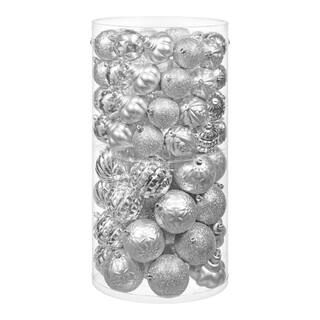 75-Count Silver Shatterproof Ornament Pack | The Home Depot