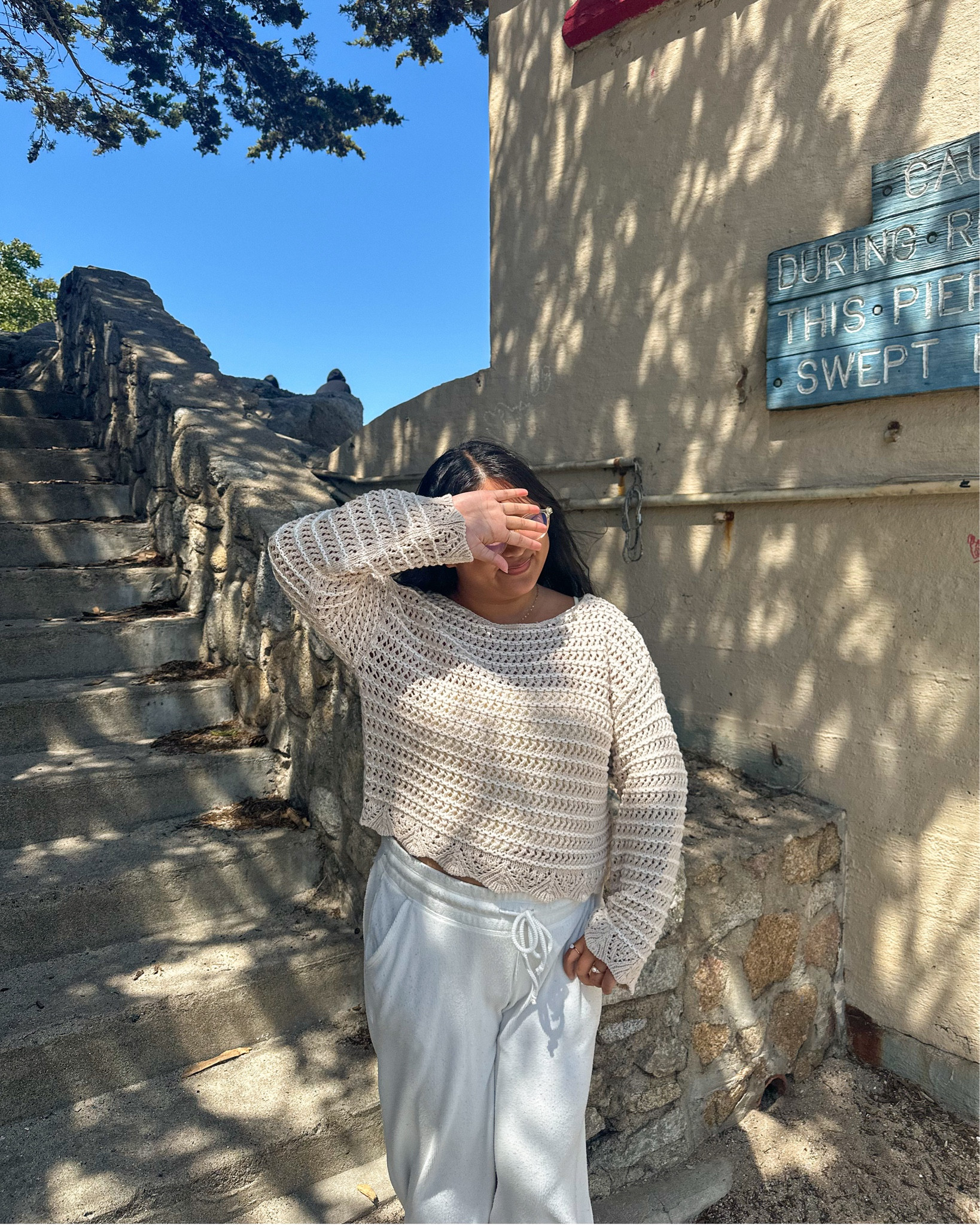 a beach outfit inspo: crochet cropped sweater + waffle wide leg pants ☀️☁️

#LTKU #LTKStyleTip #LTKSeasonal