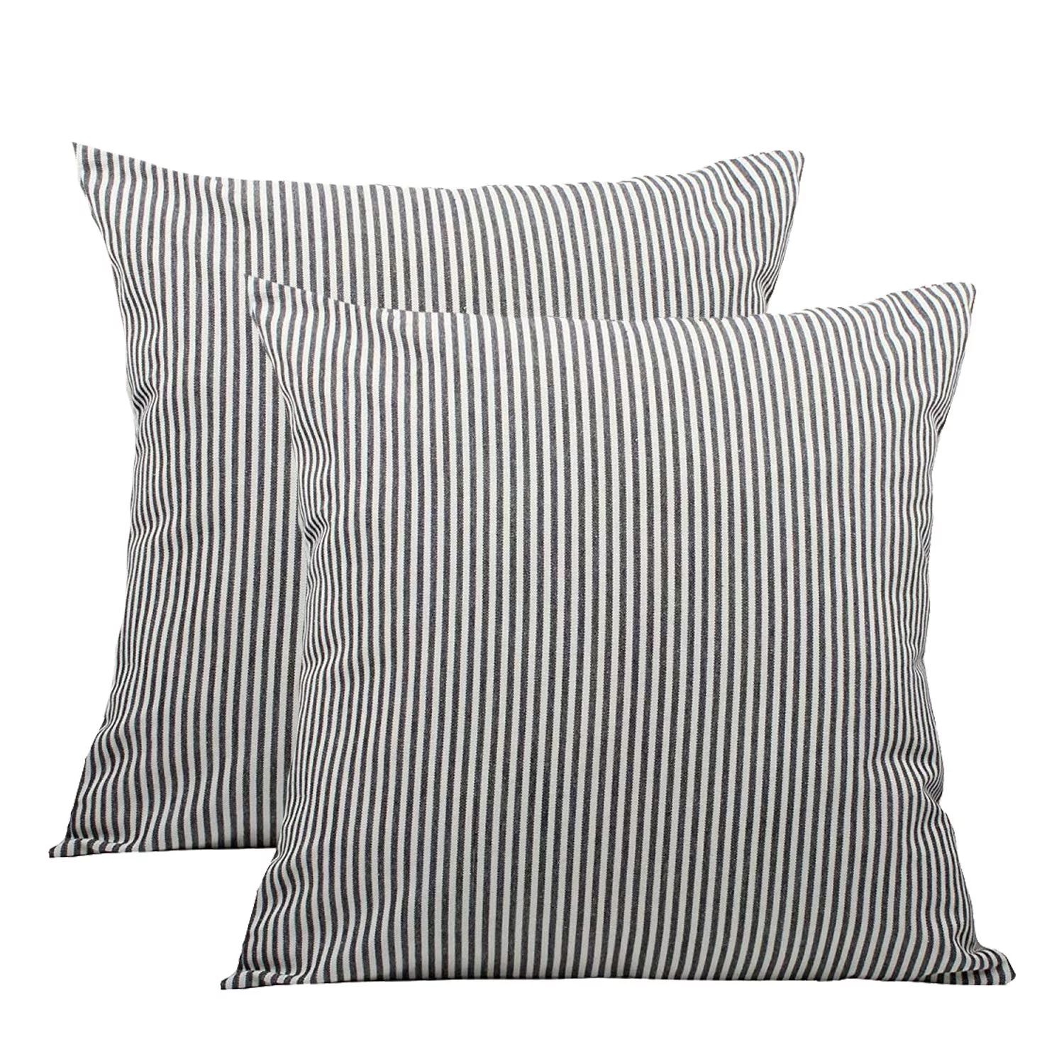 Throw Pillow Covers 20x20 - Decorative Pillows for Couch Set of 2 Rustic Linen Striped Cushion Co... | Walmart (US)