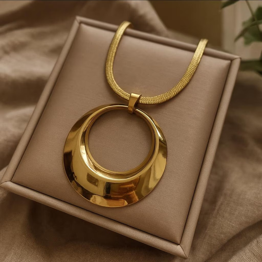 Bold Statement Chunky O-shape Pendant Necklace – Vintage Punk Snake Chain – Stainless Steel o... | Etsy (US)