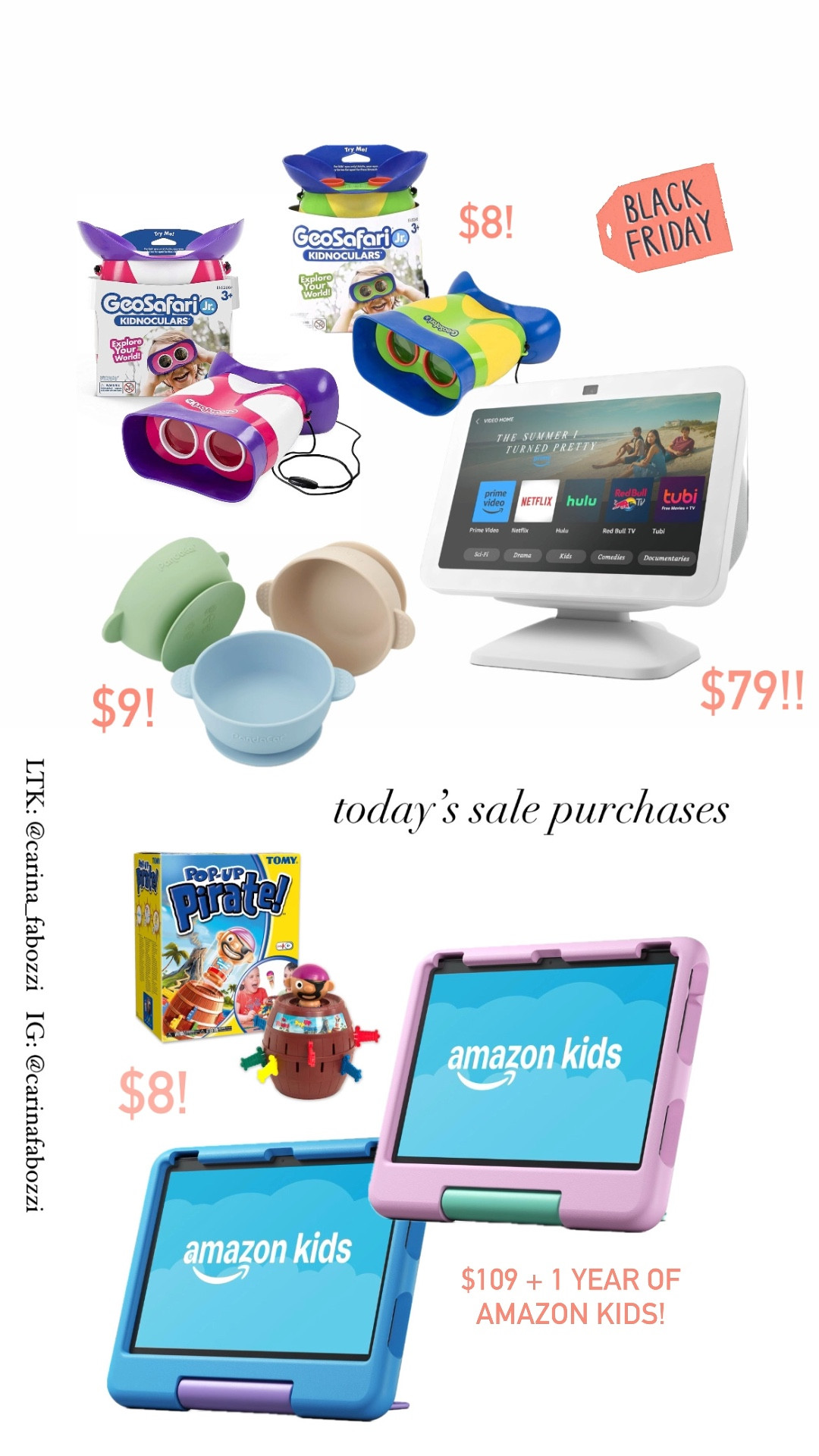 Today’s random Black Friday finds for kids, baby and the home! 

Black Friday sales, kid finds, Amazon tablet, Amazon echo, board games, gift guide, Christmas gifts, cyber Monday, deal finds, holiday finds 

#LTKHoliday #LTKCyberWeek #LTKGiftGuide