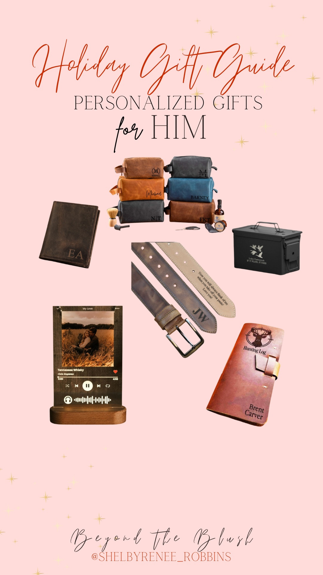 Personalized gifts for him, gifts for dad, father in law gift ideas, husband gift ideas, men’s gifts from Etsy, custom belt, personalized belt, personalized leather travel bag, hunting log, personalized hunting gear, anniversary gift ideas

#LTKGiftGuide #LTKMens #LTKHoliday