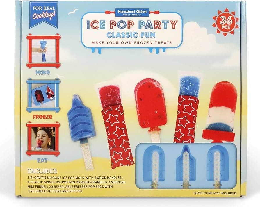 Handstand Kitchen Ice Pop Party Kit for Making Molded, Poured and Squeeze Pop Style Treats | Amazon (US)