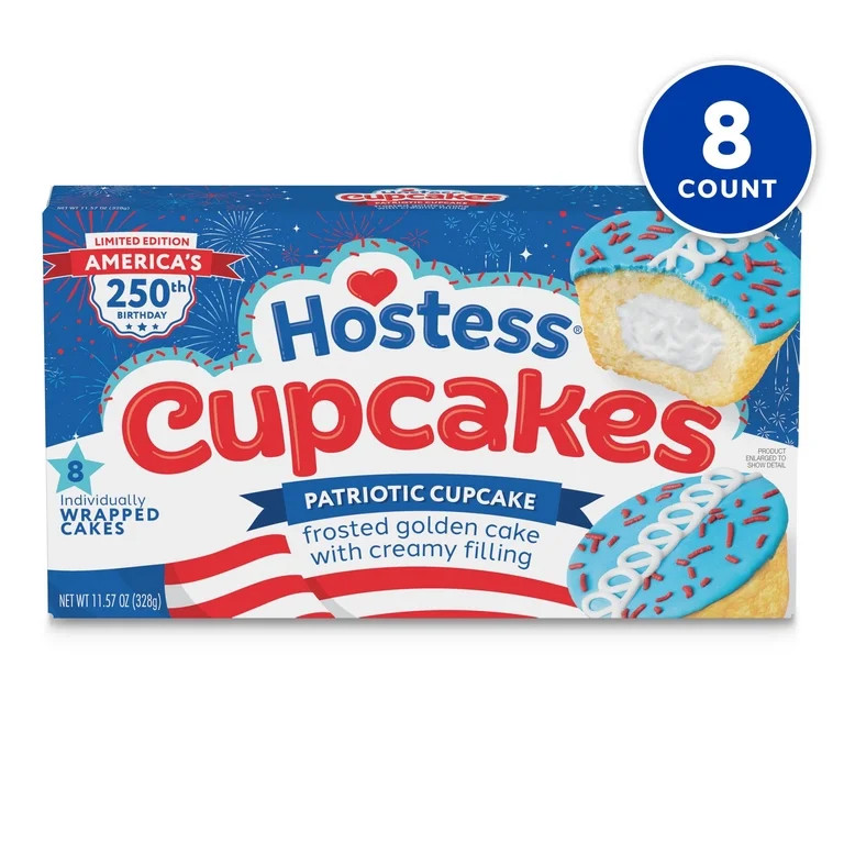 Hostess Patriotic Cupcakes, Golden Snack Cakes, 11.57 oz Box (8 Pouches) | Walmart (US)