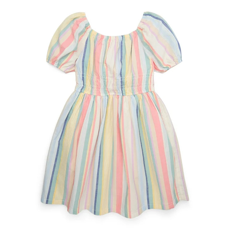 Wonder Nation Little Girls and Big Girls Cotton Smocked Waist Dress, Sizes 4-16 & Plus | Walmart (US)