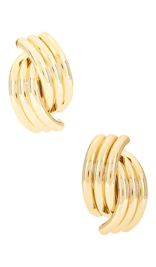 Crossover Ribbed Stud in Gold | Revolve Clothing (Global)