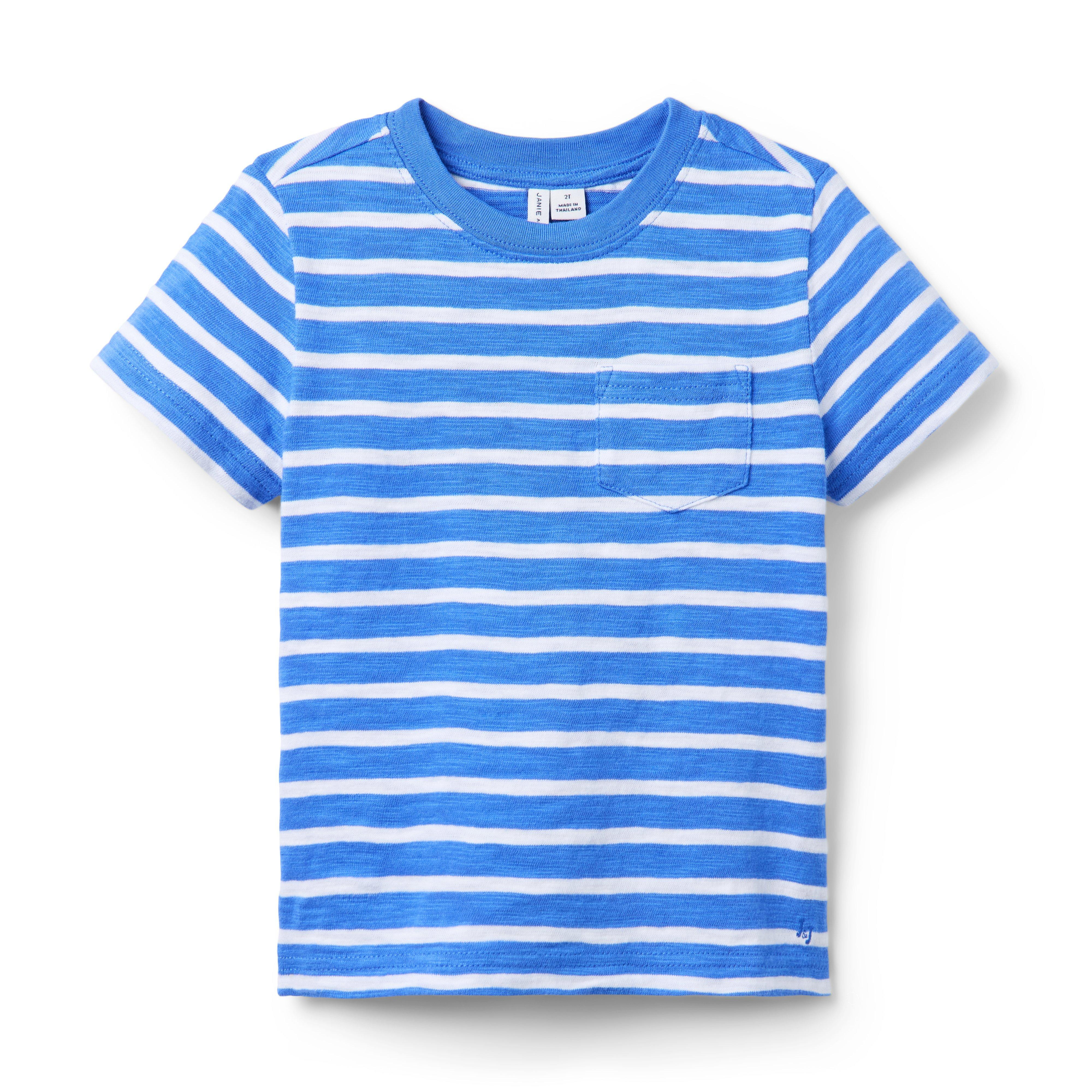 Janie and Jack | The Striped Slub Tee - Blue / 18-24m | Janie and Jack