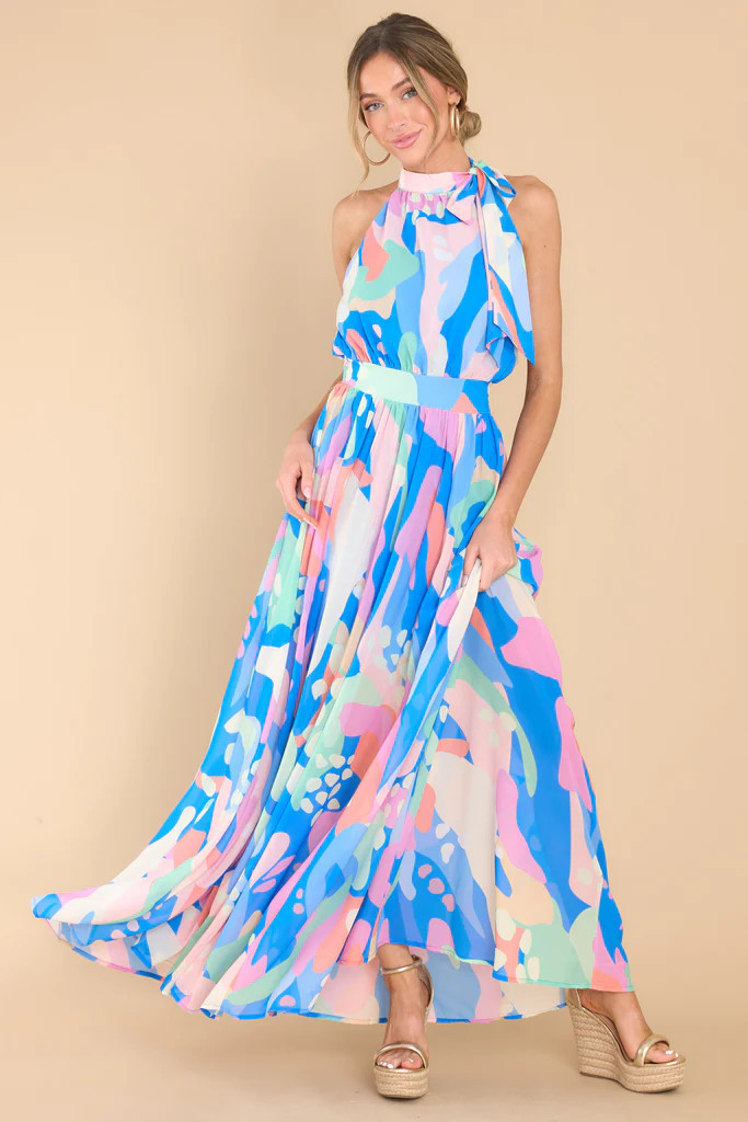 Wander Away Blue Print Maxi Dress | Red Dress 