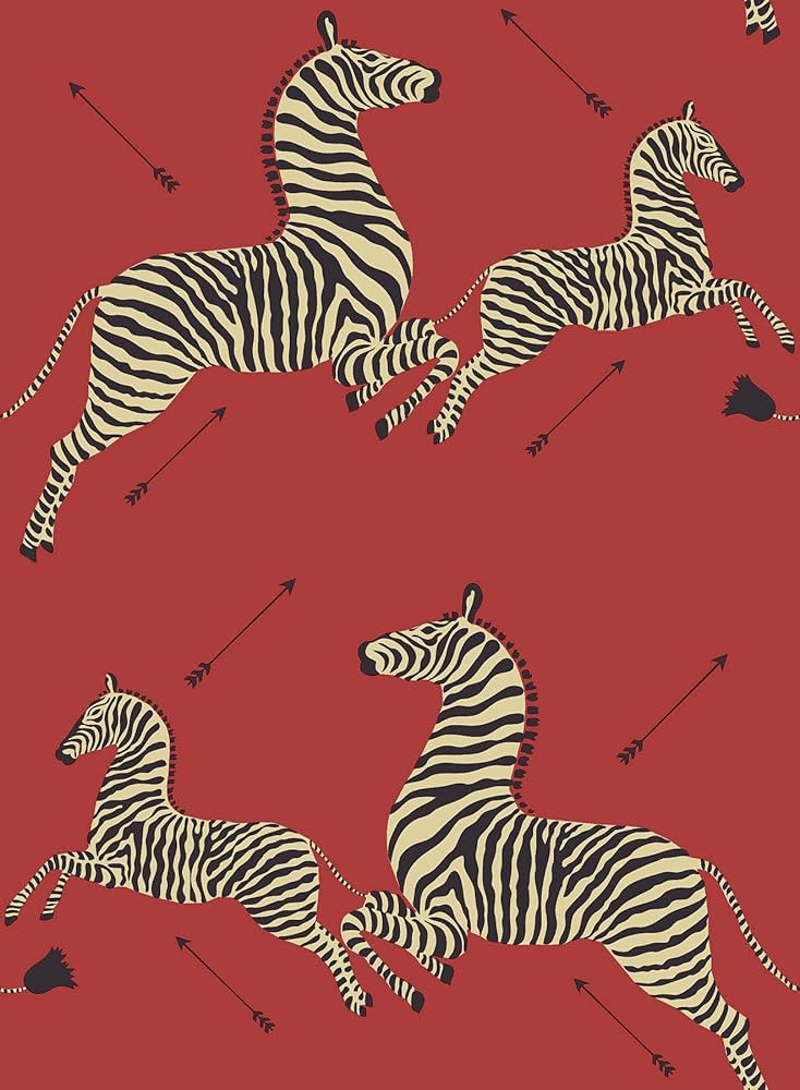 Scalamandre SCS3869 Masai Zebra Safari Self Adhesive Wallpaper, Red | Amazon (US)