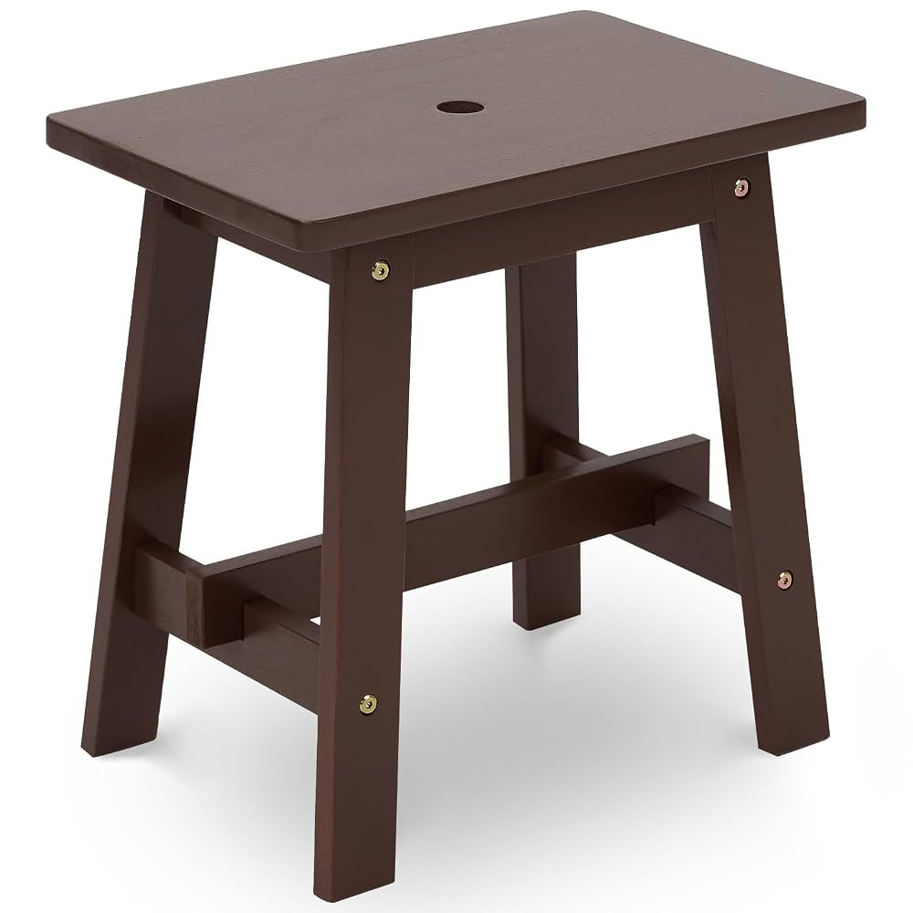 BEEFURNI Rectangular Acacia Wood Stool, Small Bench Seat, 18 Inch Stool, Wood Bathroom Vanity Ben... | Amazon (US)