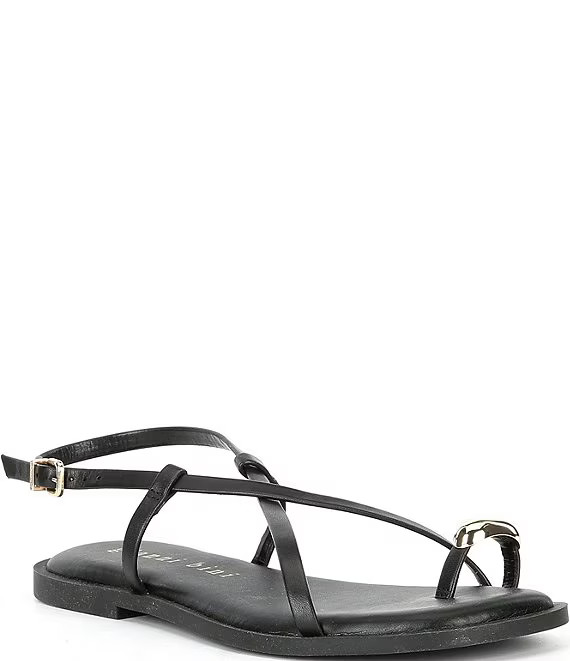 Gianni BiniWadkins Leather Toe Loop Hardware Flat Sandals | Dillard's