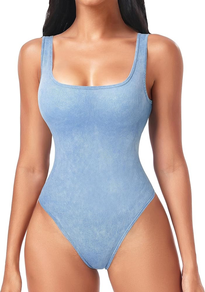 OLCHEE Womens Shapewear Bodysuit Tummy Control Seamless Ribbed Mock Neck Sleeveless Sliming Body ... | Amazon (US)