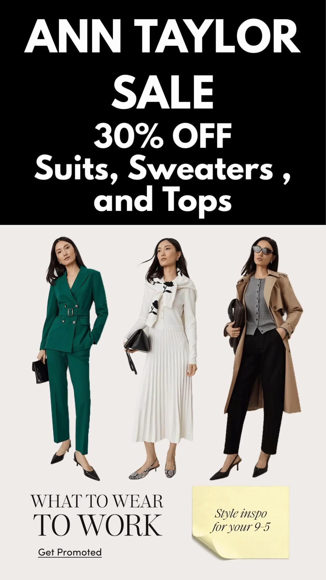 SALE at ANN TAYLOR ‼️30% off Suits, Tops + Sweaters!!! 
Spend $200 and score $50 OFF your total purchase!!
#LTKSaleAlert #LTKWorkwear #LTKootd

https://liketk.it/6ofvE