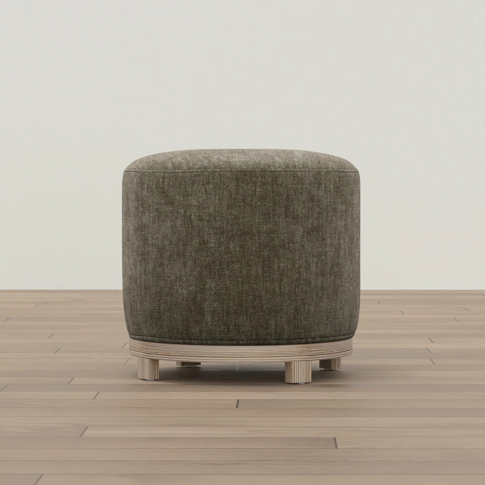Mid-Century Modern Swivel Ottoman with Wood Base | Wayfair North America