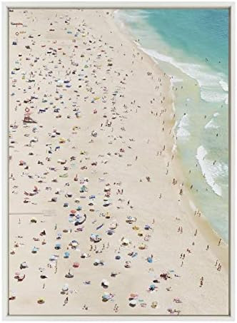 Kate and Laurel Sylvie Crowded Beach from Above Framed Canvas Wall Art by Amy Peterson, 28x38 Whi... | Amazon (US)