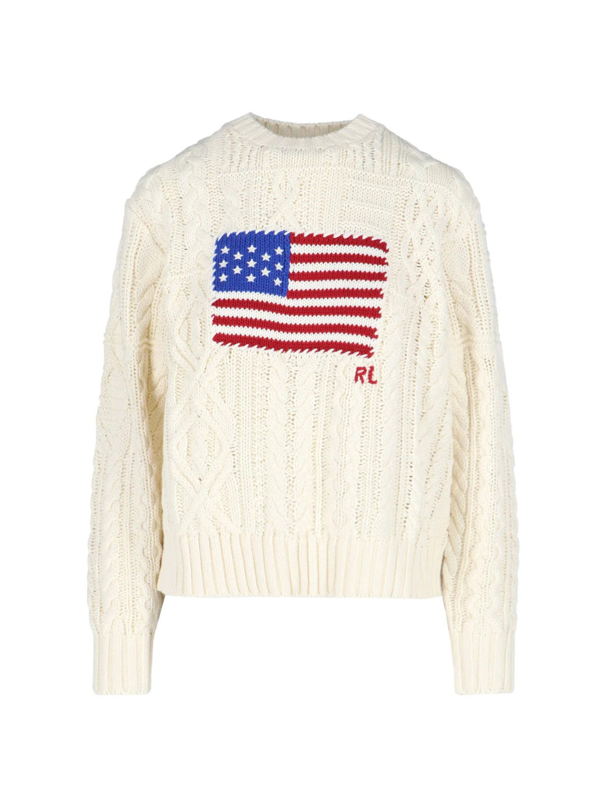Polo Ralph Lauren Aran Knit Flag Jumper | Cettire Global