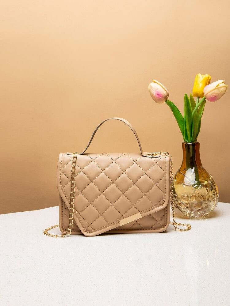 Mini Quilted Embossed Flap Square Bag | SHEIN